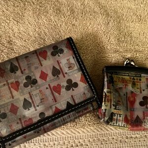 Playing Card Pattern Wallet and Kisslock Coin Purse